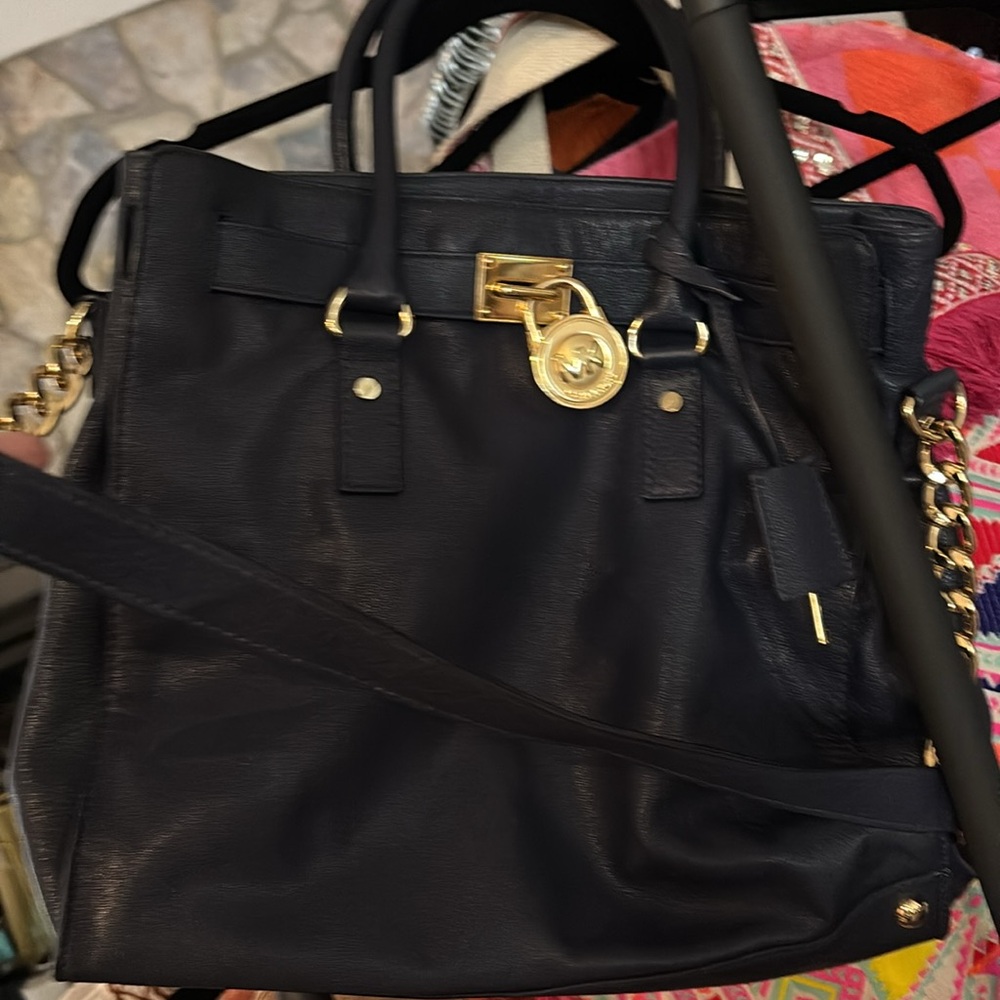 Like NEW LG Michael Kors Hamilton Blue/Navy w/ gold hardware inc lock and key!